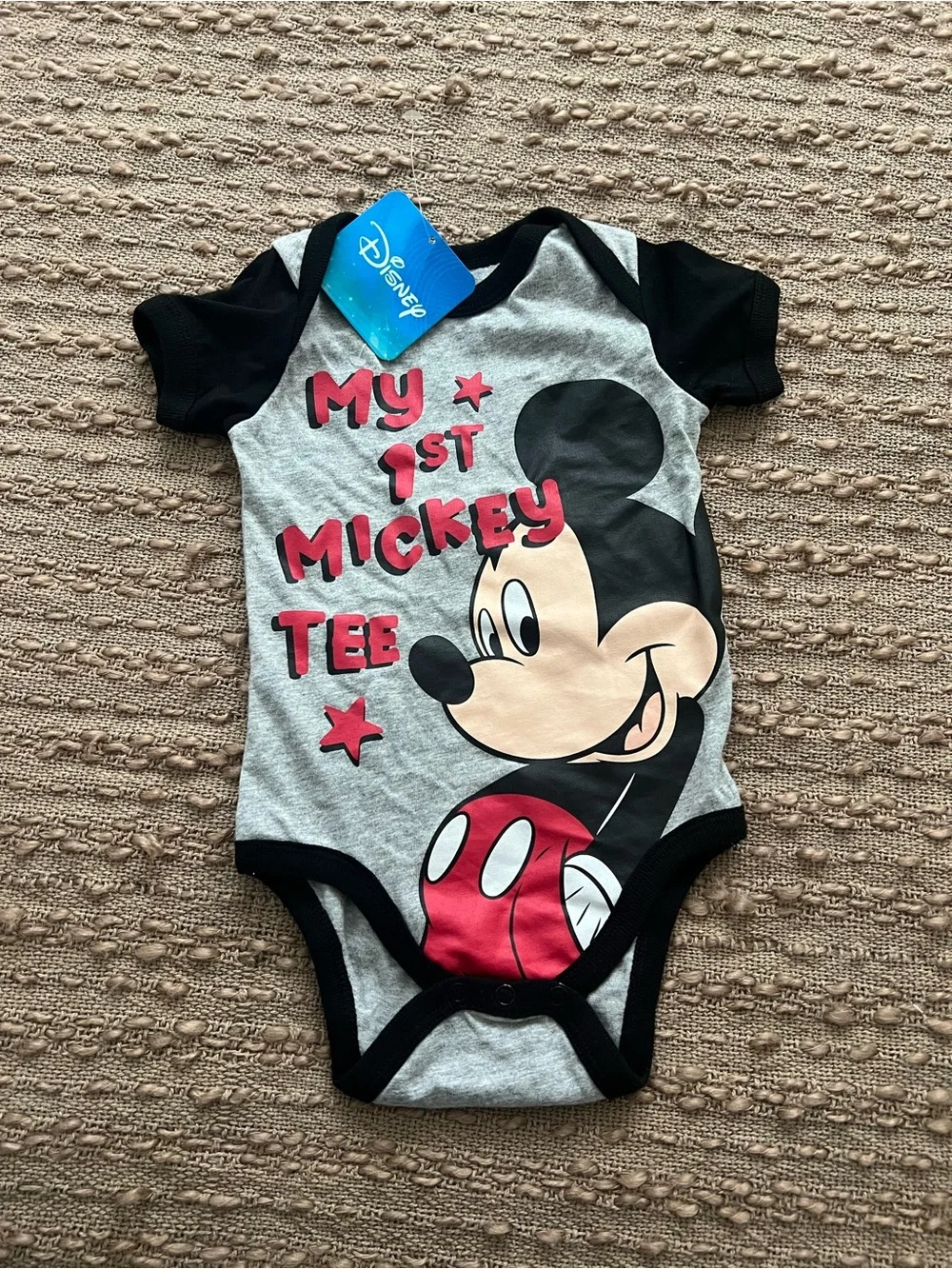 Disney My 1st Mickey Tee One-Piece Bodysuit - Gray & Black